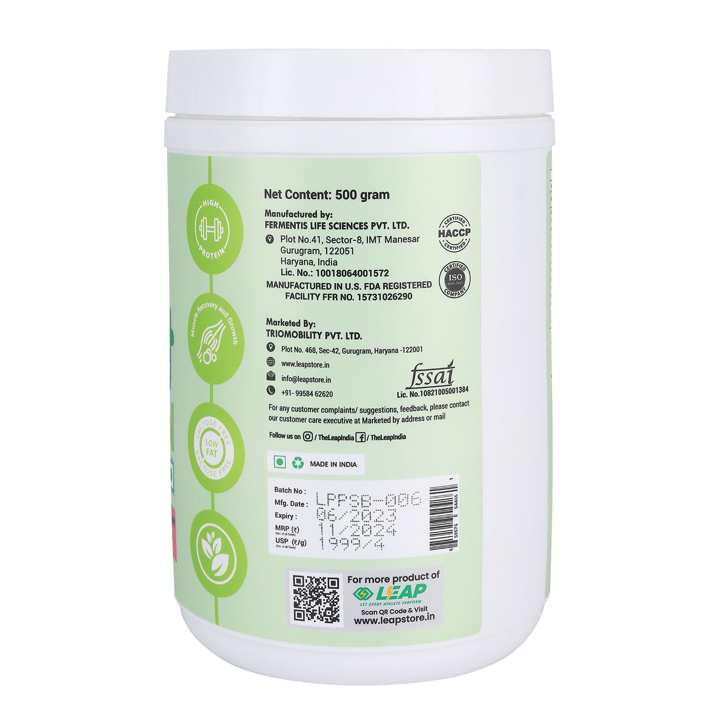 Leap Plant Protein Isolate (Mango) - 500gm Leapstoreindia