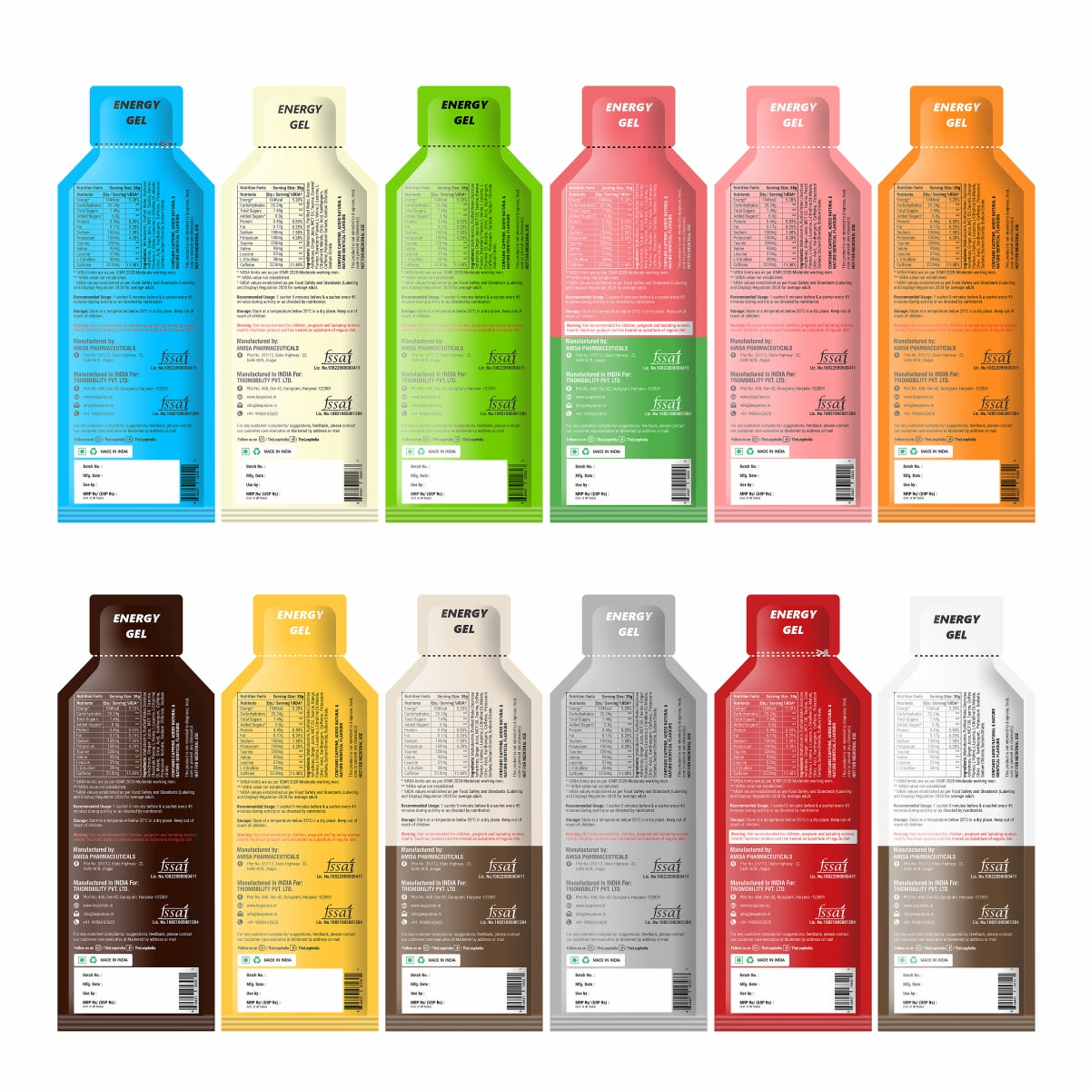 LEAP Energy Gels Pack of 12 (All 12 Flavors) Leapstoreindia