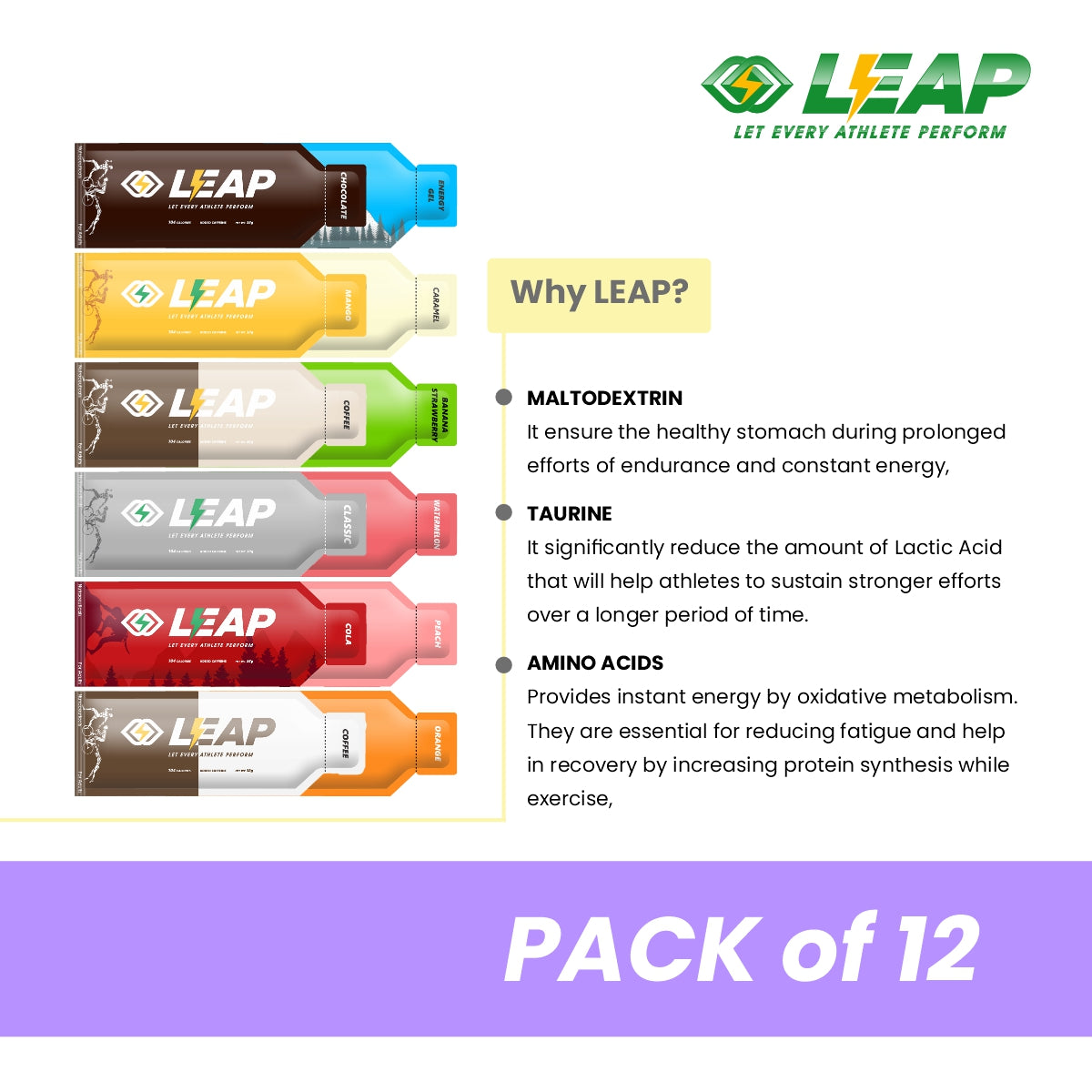 Leap Energy Gels 12-Flavor Variety Pack