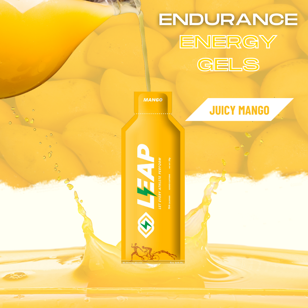 Pack of 12 Leap Energy Gels:  Assorted Flavors of 4 Mango-4 Orange-4 Ginger