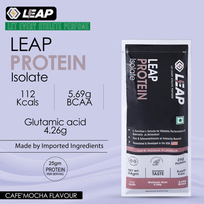 Leap Whey Protein Isolate(Cafe Mocha Flavor)-34gm Sachets