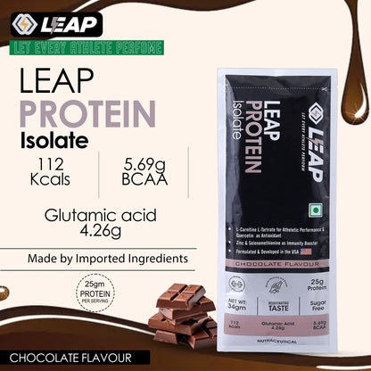 Leap Whey Protein Isolate(Chocolate Flavor)-34gm Sachets