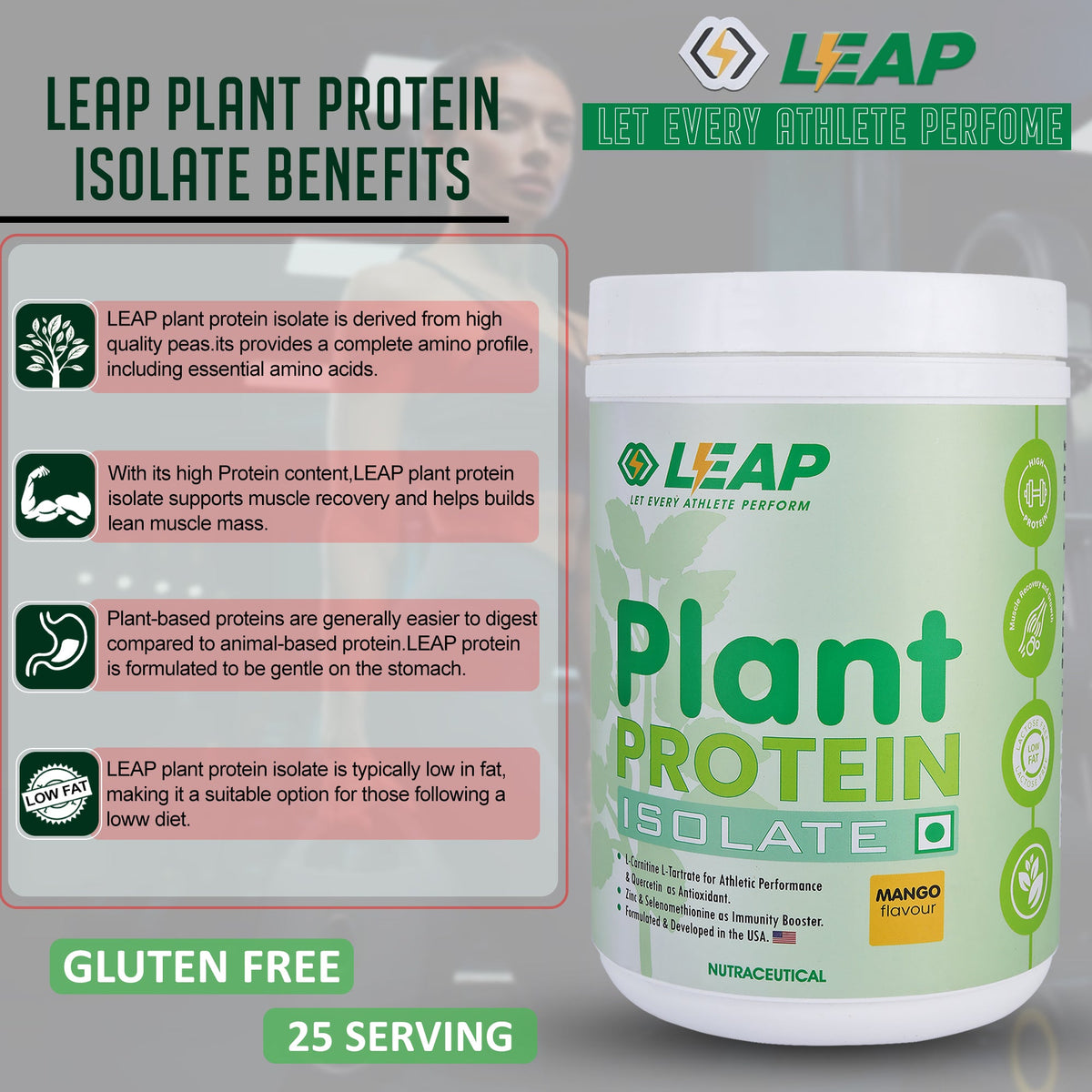 Leap Plant Protein Isolate (Mango) - 500gm Leapstoreindia