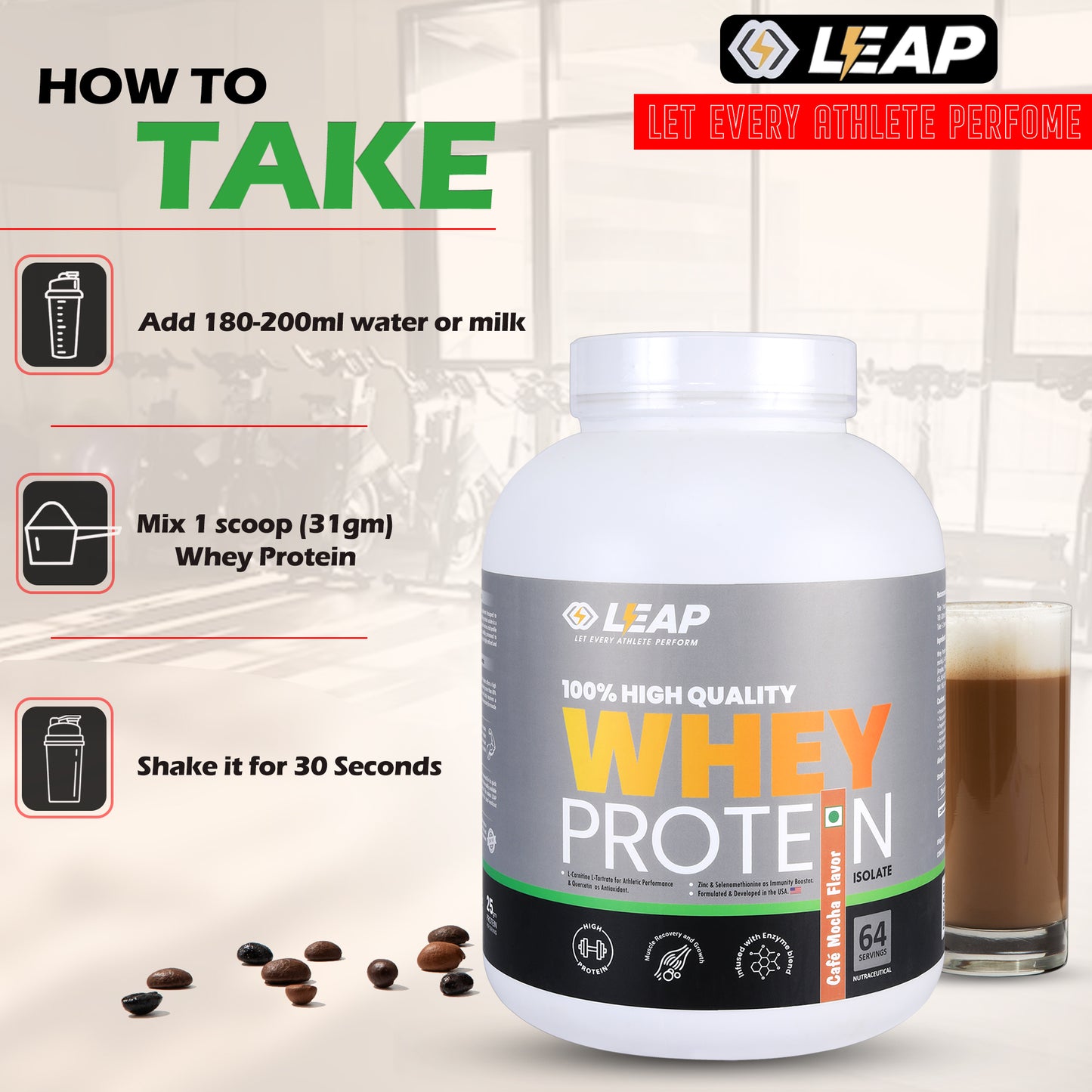 Leap Whey Protein Isolate-Cafe Mocha flavor-2KG