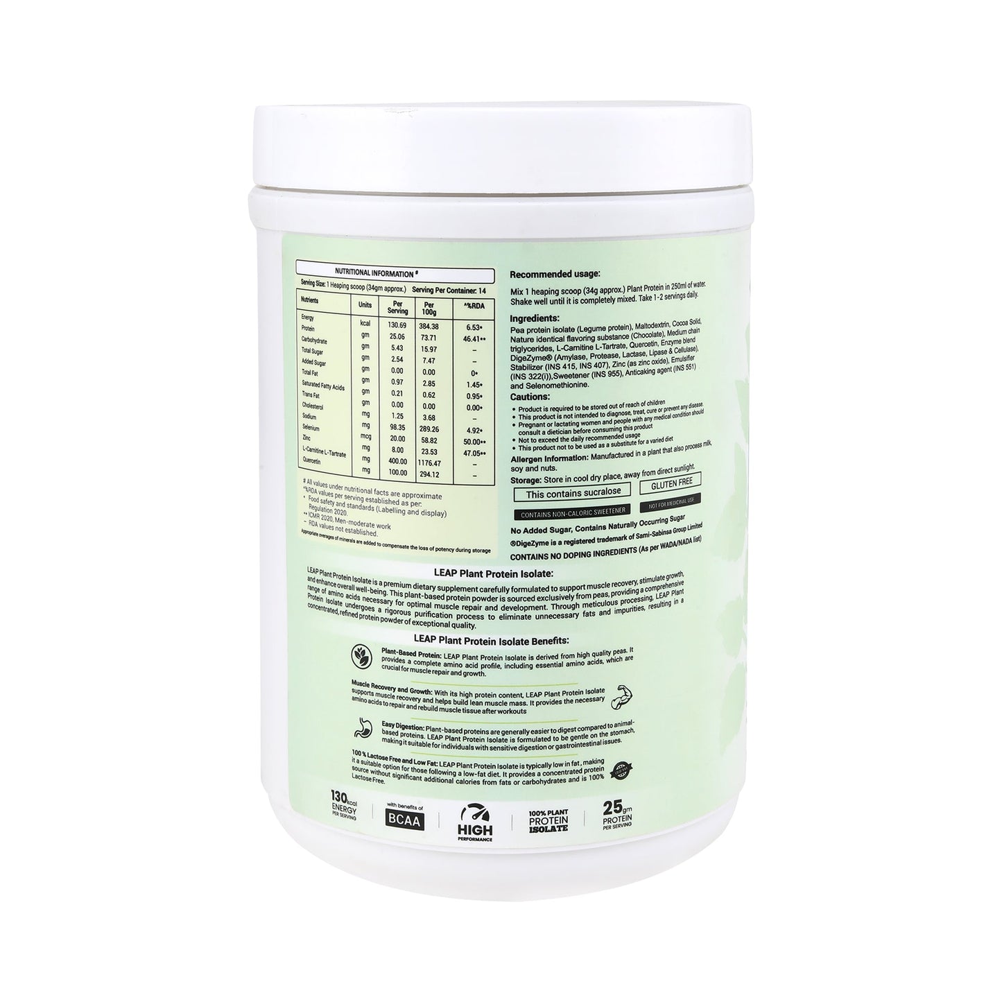 Leap Plant Protein Isolate (Chocolate) - 500gm Leapstoreindia