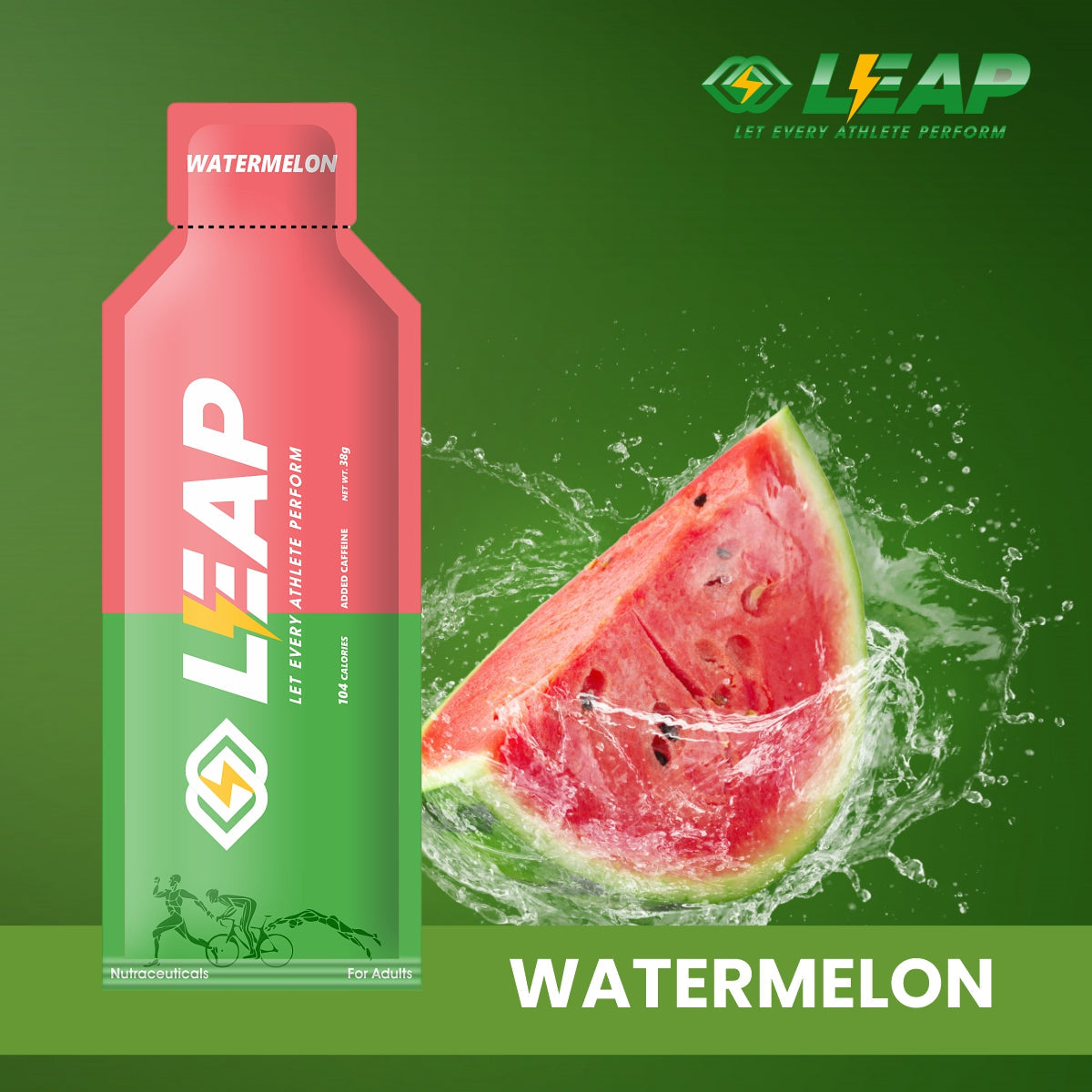 LEAP Energy Gels Pack of 12 : Assorted Flavors of (4-Cola, 4-Peach, 4-Watermelon) Leapstoreindia