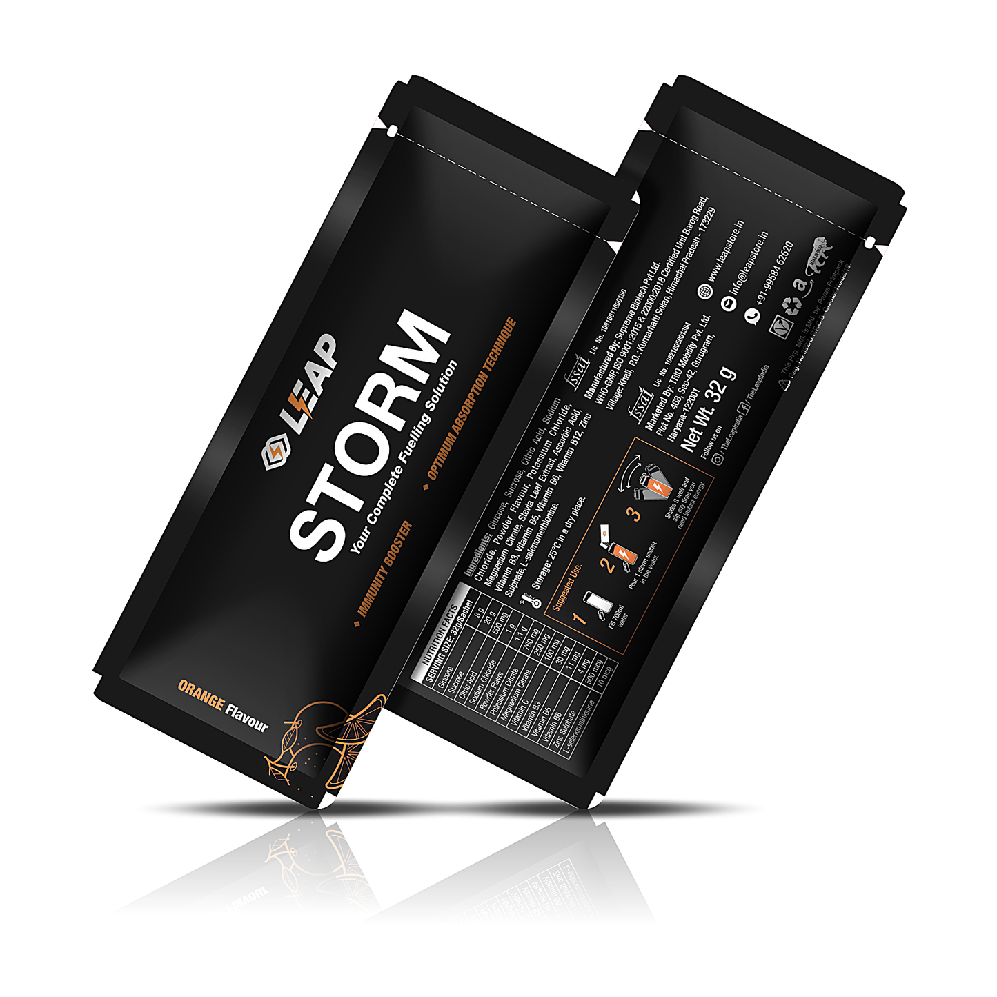 Leap Storm (Orange Flavor): Pack of 15 (32 g each)