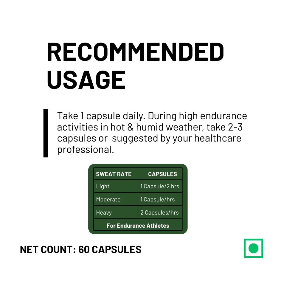 LEAP Advance Salt Capsule Electrolyte Recharge : 60 Vegan Non-Caffeinated Capsules Leapstoreindia