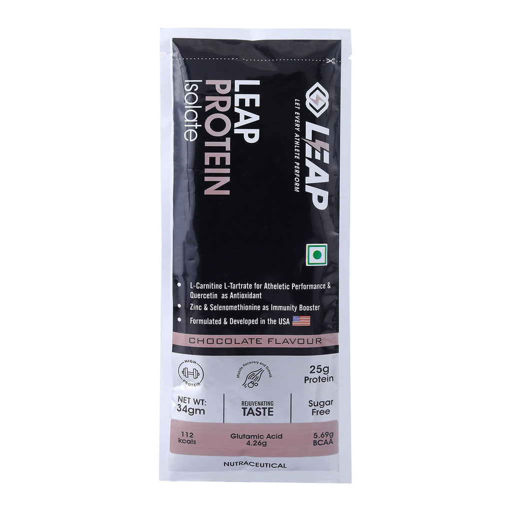 Leap Whey Protein Isolate(Chocolate Flavor)-Pack-5-10-15-20-34gm/Sachets