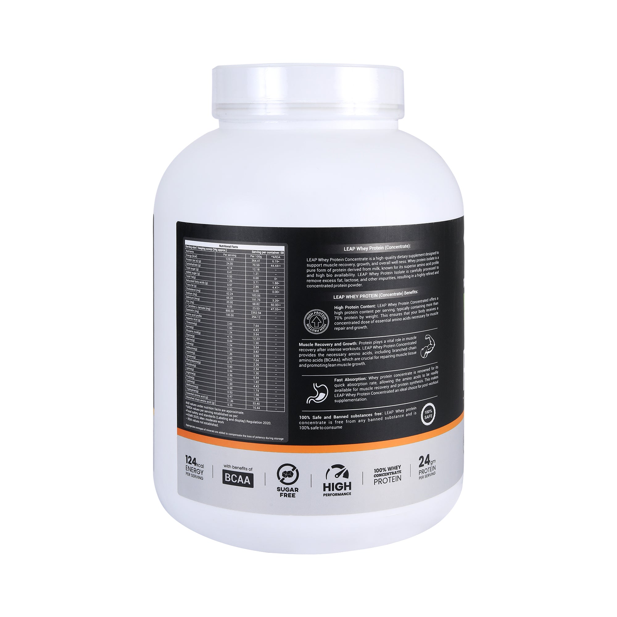 Leap Whey Protein Concentrate - Chocolate Flavor-2KG-10% Flat Off  On MRP