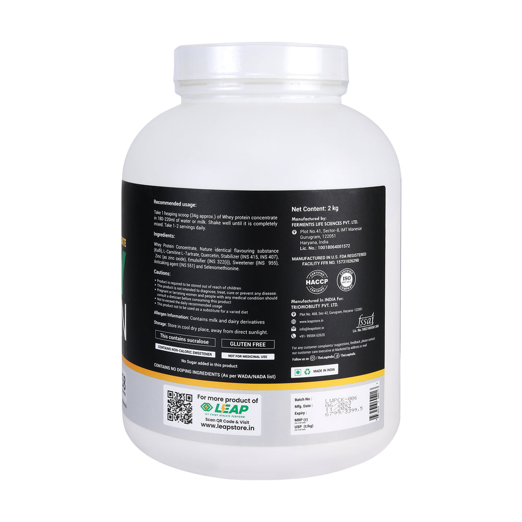 Leap Whey Protein Concentrate- Kulfi Flavor-2KG - 10% Flat Off On MRP