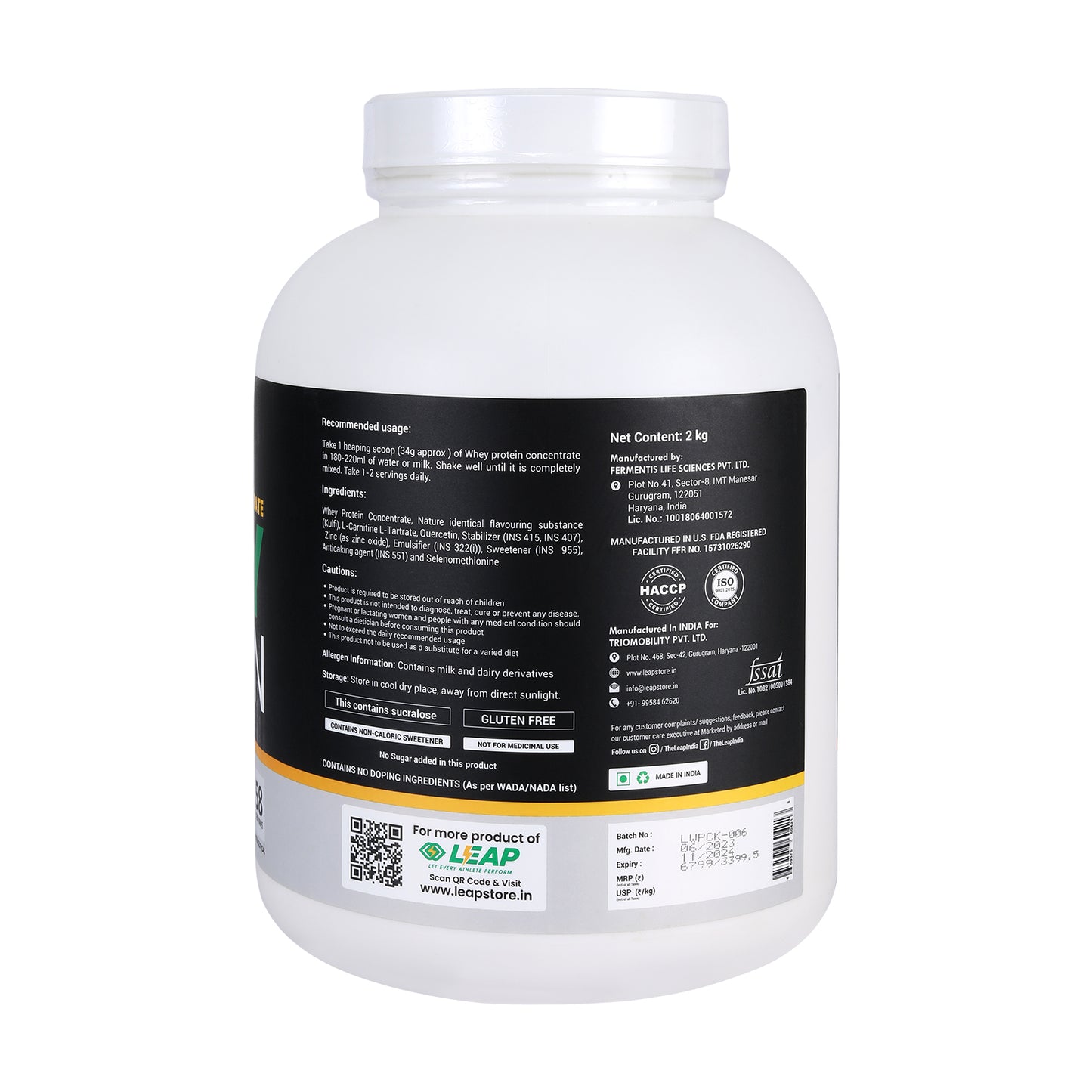 Leap Whey Protein Concentrate- Kulfi Flavor-2KG - 20% Flat Off On MRP