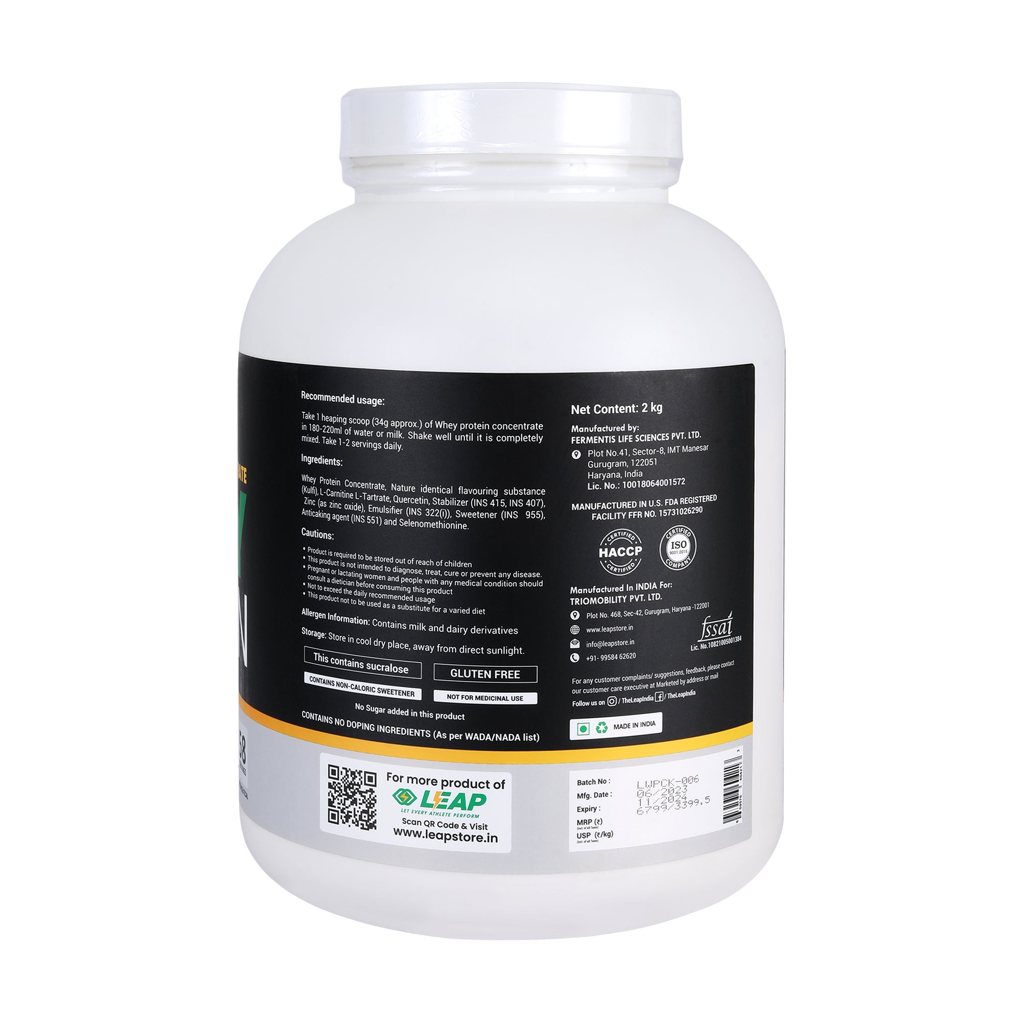 Leap Whey Protein Concentrate- Kulfi Flavor-2KG - 10% Flat Off On MRP