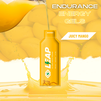 Pack of 12 Leap Energy Gels  Assorted Flavors of 4 Mango-4 Caramel-4 Banana