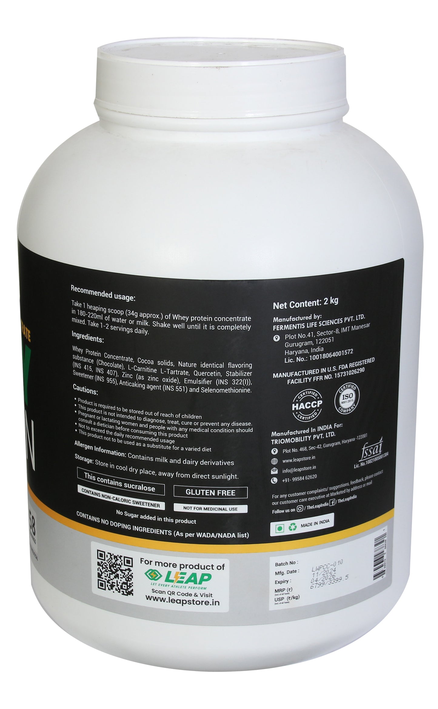 🏋️♂️ Premium Whey Protein Concentrate – 2kg | 24g Protein per Scoop | Muscle Gain, Recovery &amp; Performance | Made for Indian Athletes