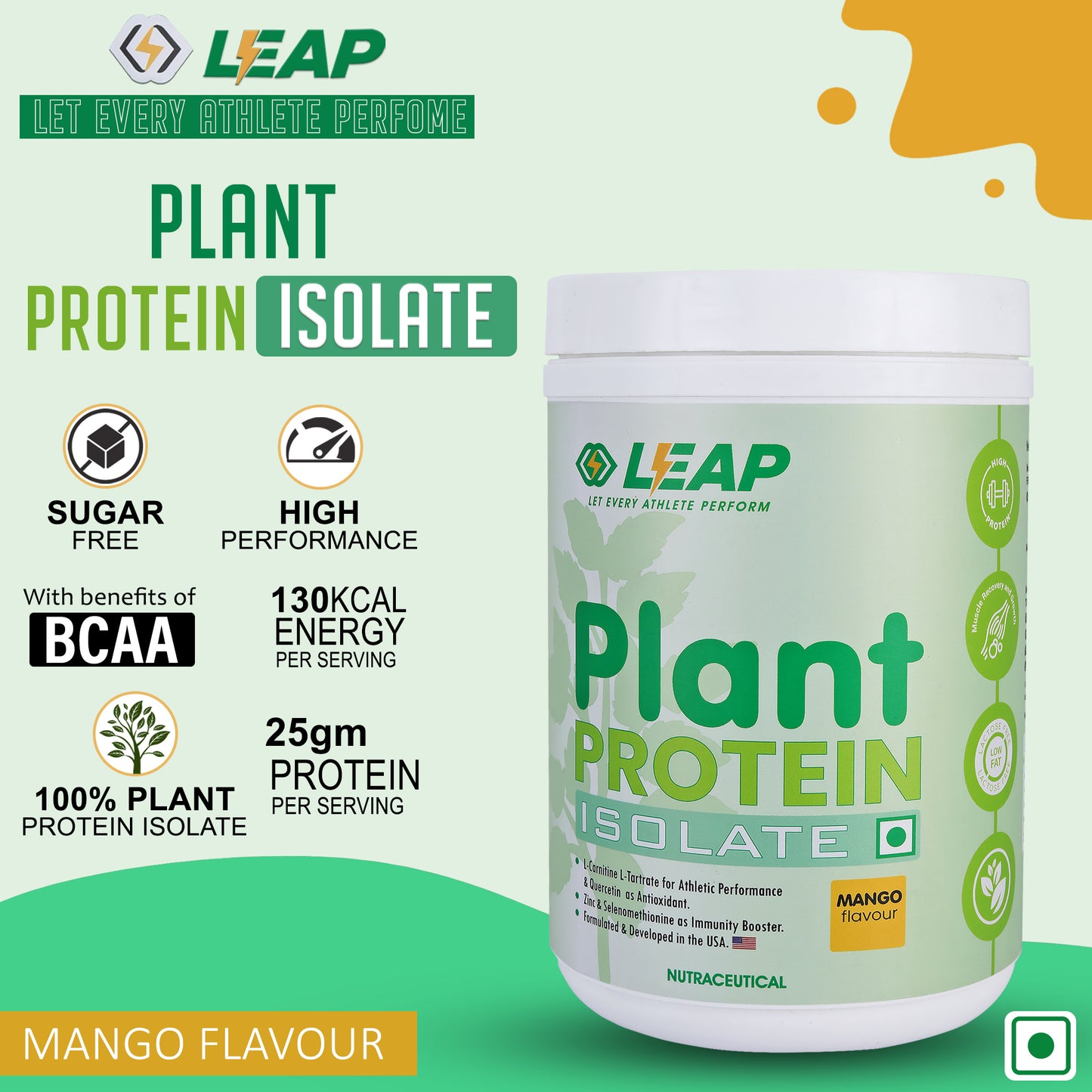Leap Plant Protein Isolate (Mango) - 500gm- 20%Flat Off On MRP