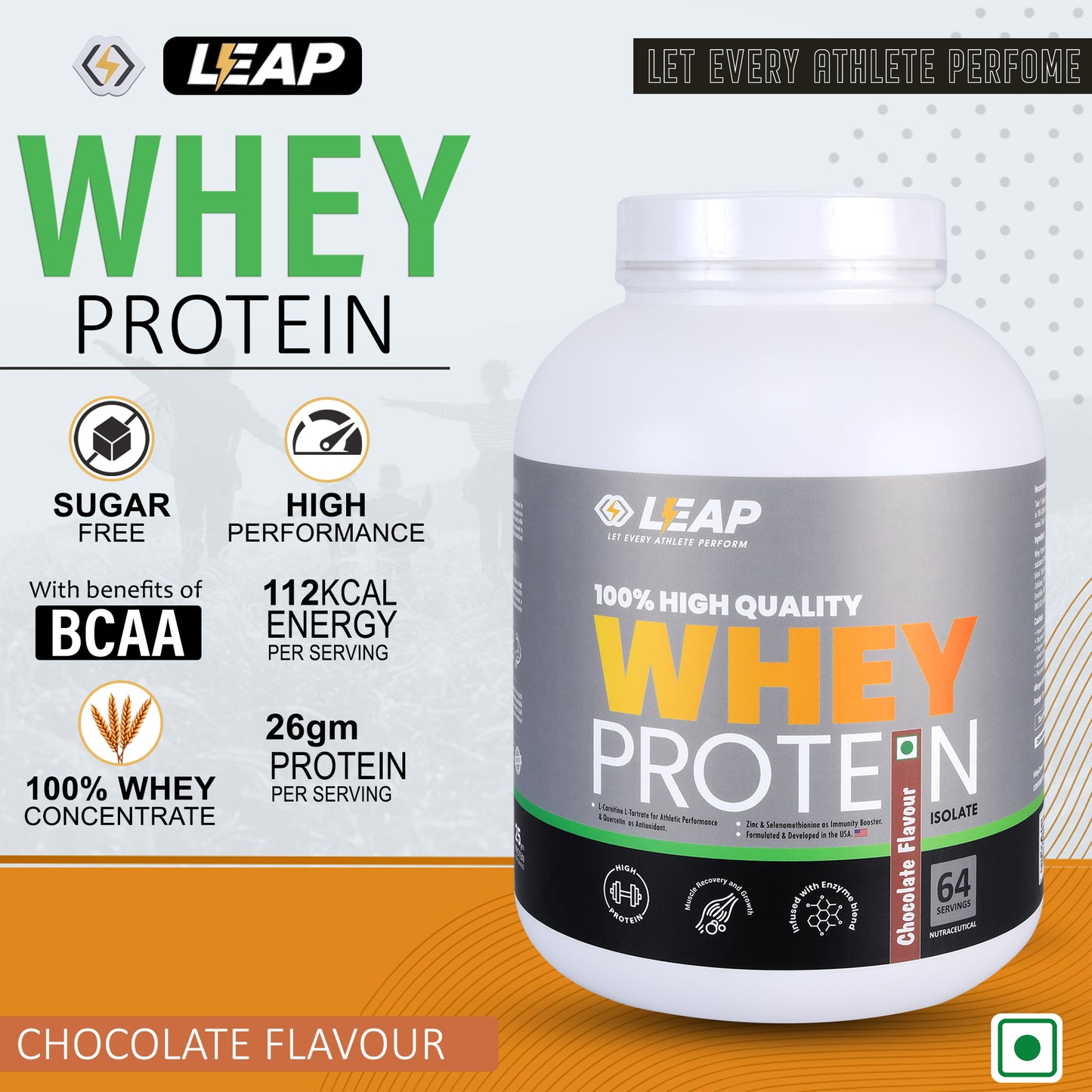 Leap Whey Protein Isolate (Chocolate Flavor)-2KG