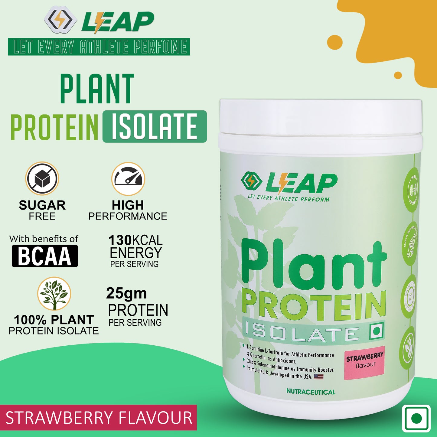 Leap Plant Protein Isolate (Strawberry) - 500gm