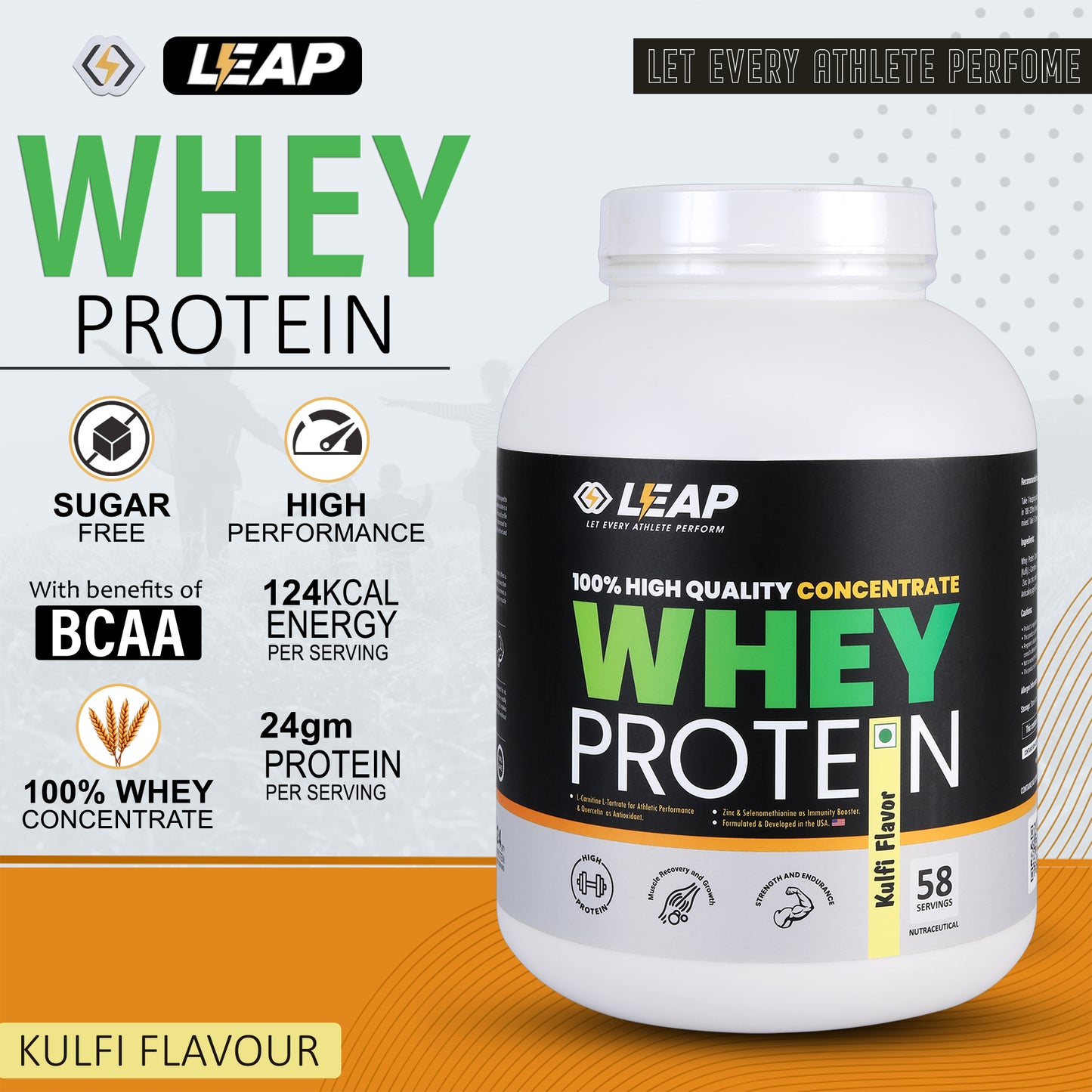 Leap Whey Protein Concentrate- Kulfi Flavor-2KG - 20% Flat Off On MRP