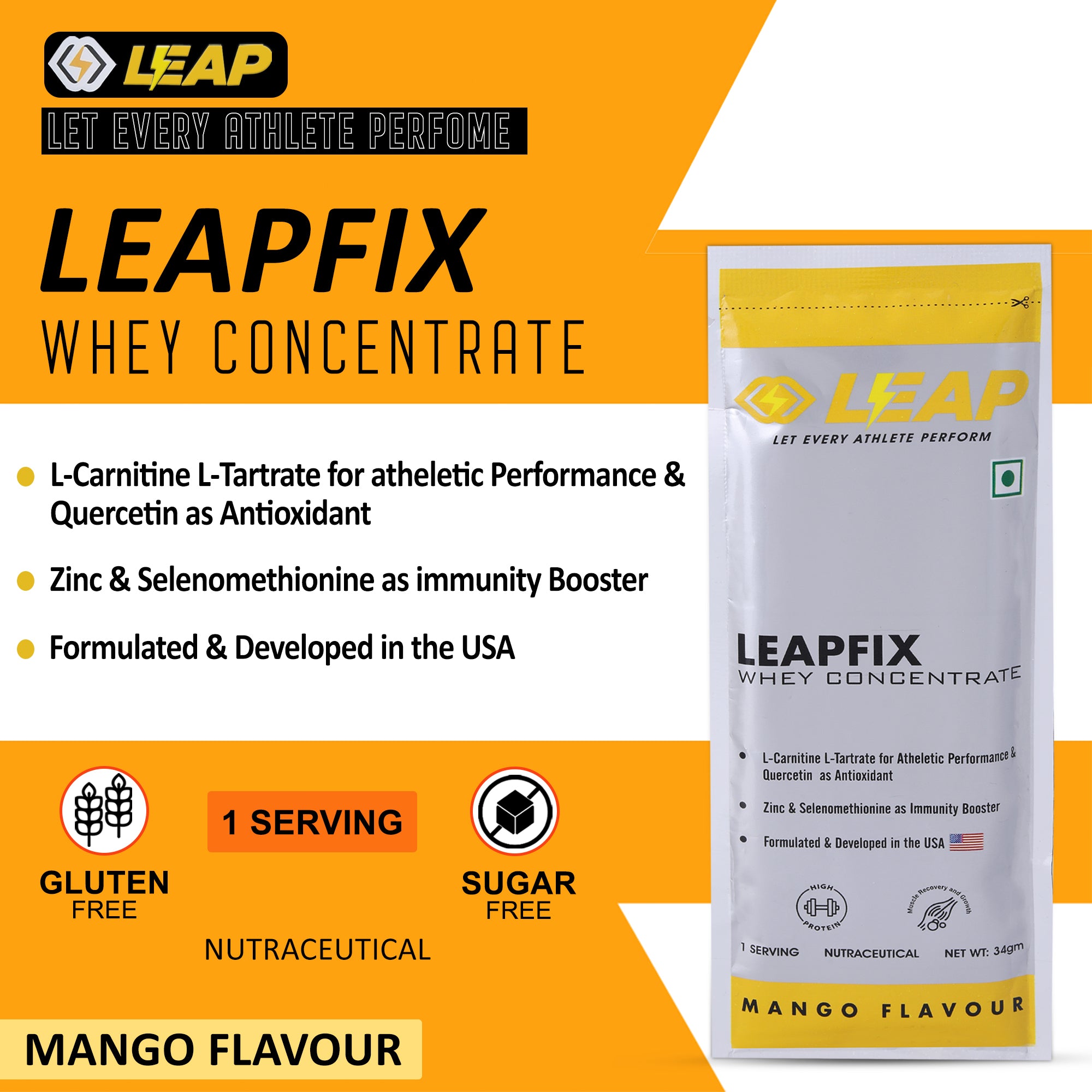 LeapFix Recovery Mix - Unleash Your Full Recovery Potential-Mango Flavor Pack of 5-10-15