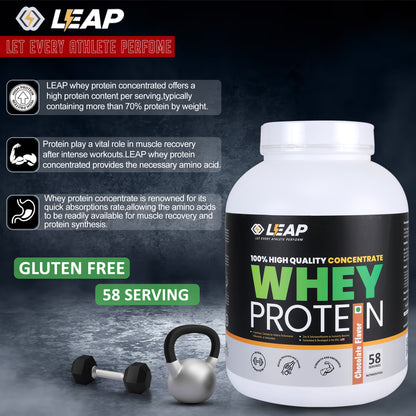 Leap Whey Protein Concentrate - Chocolate Flavor-2KG-20% Flat Off  On MRP