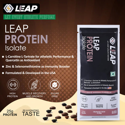 Leap Whey Protein Isolate(Cafe Mocha Flavor)-34gm Sachets