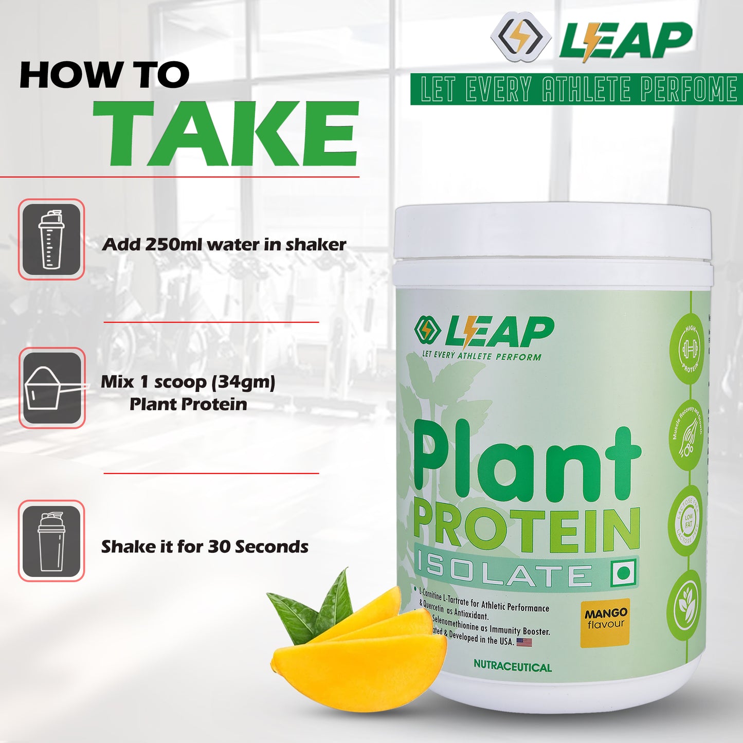 Leap Plant Protein Isolate (Mango) - 500gm- 20%Flat Off On MRP