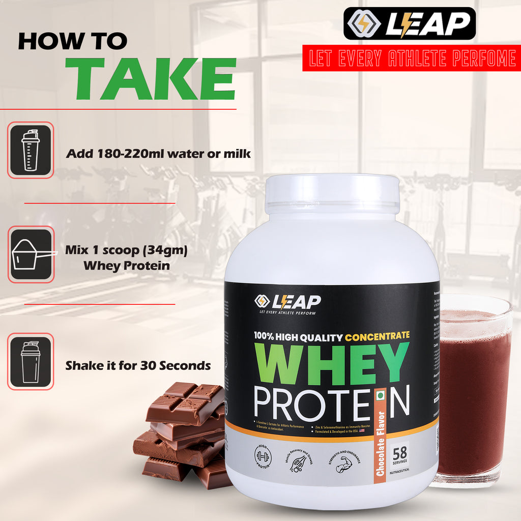 Leap Whey Protein Concentrate - Chocolate Flavor-2KG-10% Flat Off  On MRP