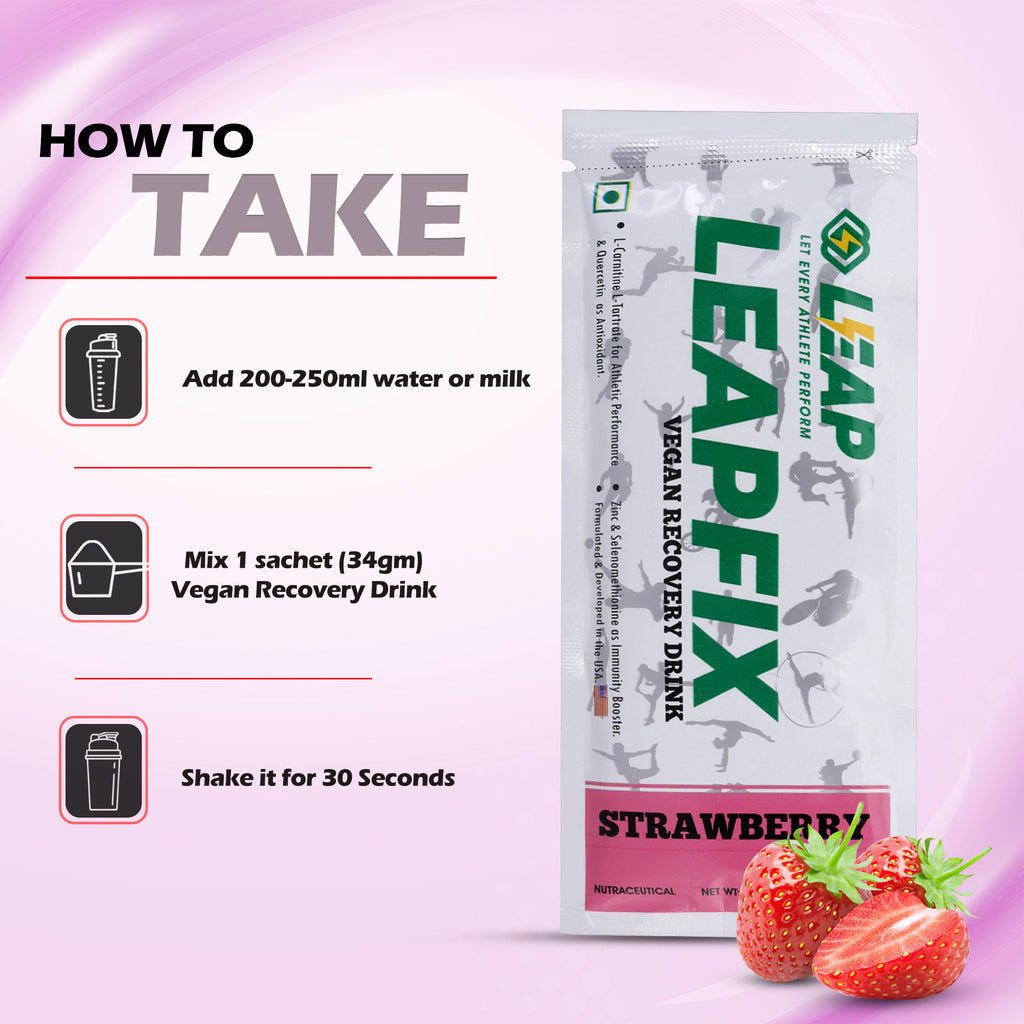Leap Vegan Recovery Drink Strawberry Pack of 5-10-15
