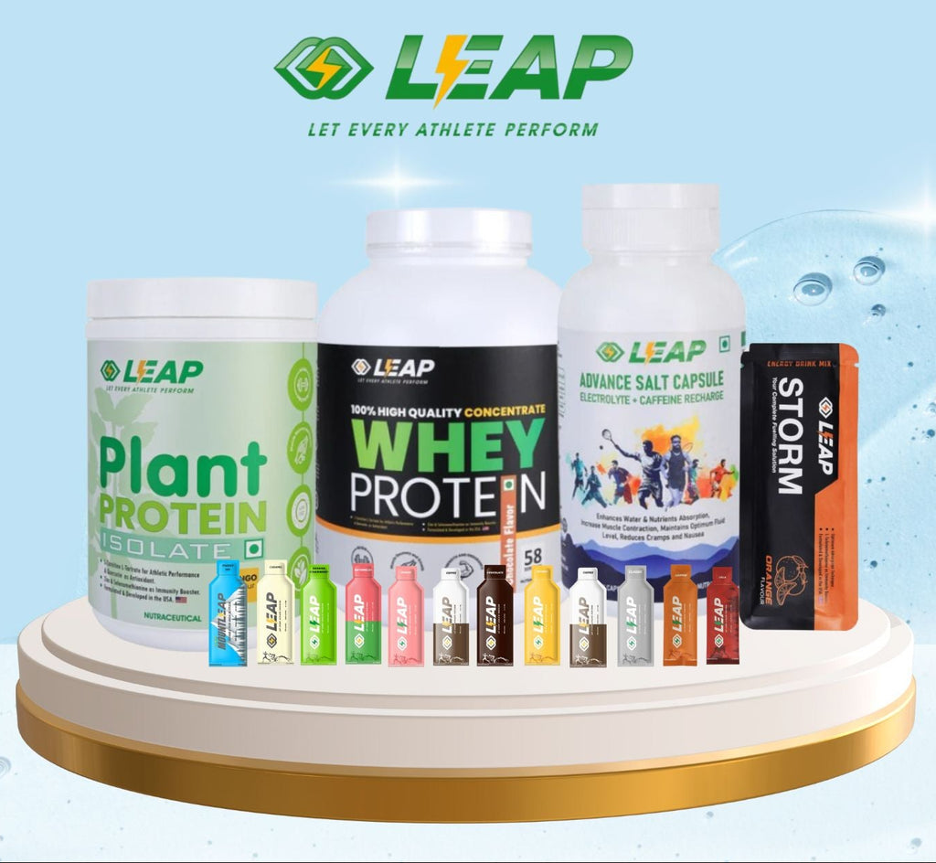 Energy Gels (12 Flavors) + Whey Protein Concentrated + Plant Protein + Salt Capsule Caffeinated + Leap Storm -Momentum Pack For Intermediate