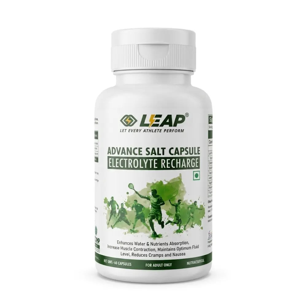 LEAP Advance Salt Capsule Electrolyte Recharge : 60 Vegan Non-Caffeinated Capsules Leapstoreindia