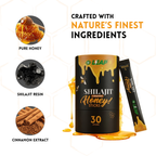 Shilajit Energy Sips | 100% Pure Himalayan Shilajit | 400mg Per Stick | Natural Energy & Stamina Support | Cinnamon Honey Flavour | 30 Sachets