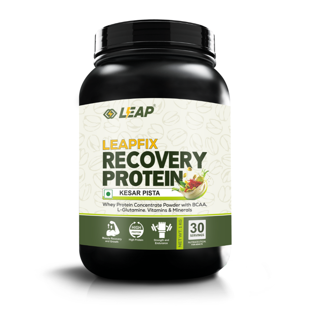 Leapfix Recovery Protein | Post-Workout Recovery Protein | Flavour Kesar Pista | 1000g